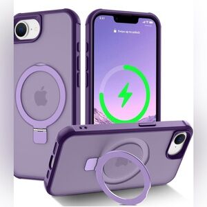 Hocase for iPhone 16e Case, with Magnetic Ring Stand Protective  Case Purple